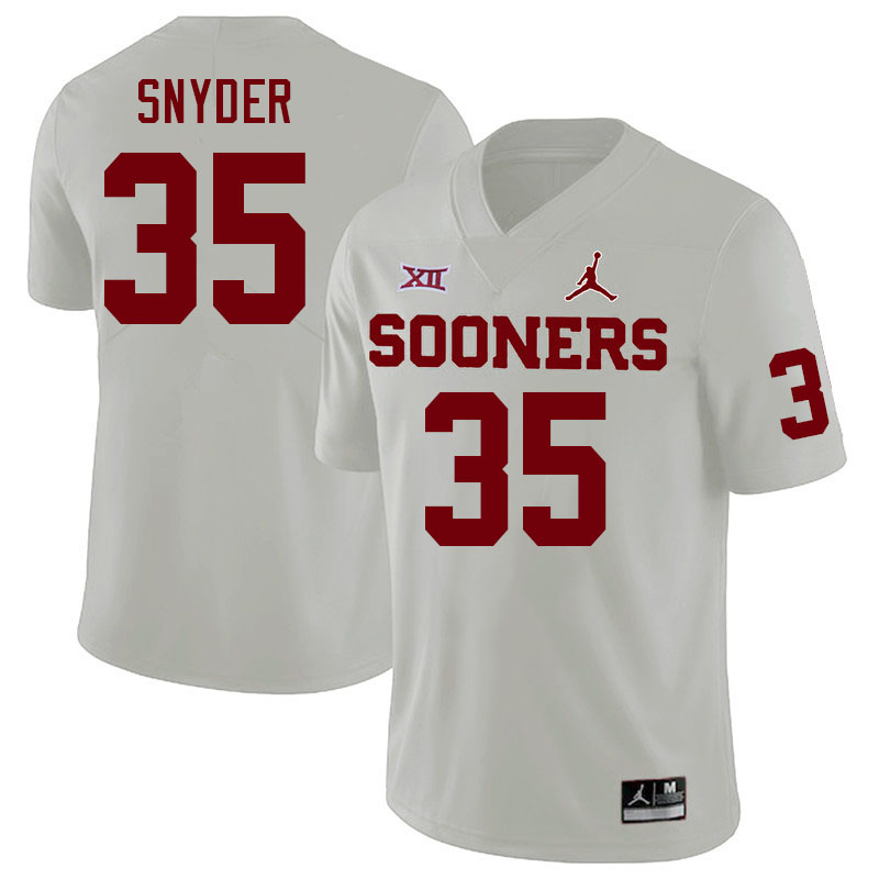 Oklahoma Sooners #35 Jakeb Snyder College Football Jerseys Stitched Sale-White